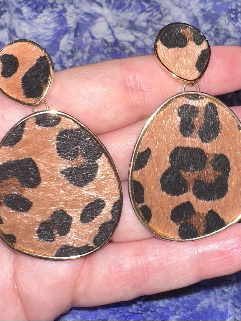 Leopard Print Dangle Earrings - Brown Animal Print Drop Earrings